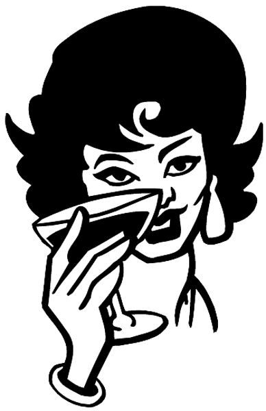 Lady with glass of wine vinyl sticker. Customize on line. Restaurants Bars Hotels 079-0527